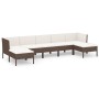 Set muebles de jardín 7 piezas cojines ratán sintético marrón de vidaXL, Conjuntos de jardín - Ref: Foro24-3094539, Precio: 4...