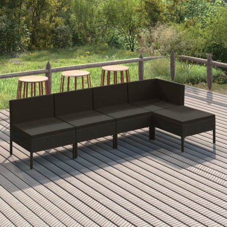 5-piece garden furniture set with black synthetic rattan cushions by vidaXL, Garden sets - Ref: Foro24-3094369, Price: 312,13...