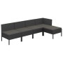 Set de muebles de jardín 5 pzas y cojines ratán sintético negro de vidaXL, Conjuntos de jardín - Ref: Foro24-3094369, Precio:...