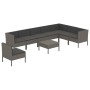 Set de muebles de jardín 9 pzas y cojines ratán sintético gris de vidaXL, Conjuntos de jardín - Ref: Foro24-3094446, Precio: ...