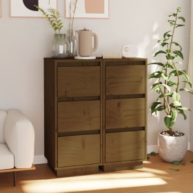 Sideboard 2 pcs solid honey brown pine wood 32x34x75 cm by vidaXL, Sideboards - Ref: Foro24-813372, Price: 88,00 €, Discount: %