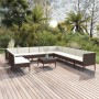 Set muebles de jardín 12 pzas y cojines ratán sintético marrón de vidaXL, Conjuntos de jardín - Ref: Foro24-3094475, Precio: ...