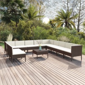 Garden furniture set 12 pieces and brown synthetic rattan cushions by vidaXL, Garden sets - Ref: Foro24-3094475, Price: 842,2...