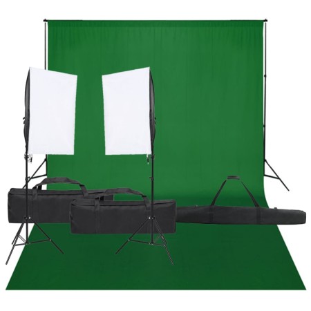 Kit de estudio fotográfico con set de luces y fondo de vidaXL, Flashes e iluminaciones de estudio - Ref: Foro24-3094742, Prec...