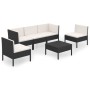 Set de muebles de jardín 6 pzas y cojines ratán sintético negro de vidaXL, Conjuntos de jardín - Ref: Foro24-3094344, Precio:...