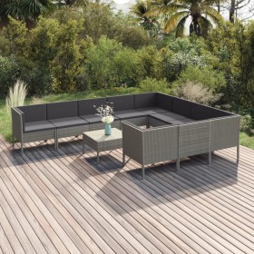 11-teiliges Gartenmöbel-Set und graue synthetische Rattankissen von vidaXL, Gartensets - Ref: Foro24-3094494, Preis: 779,99 €...