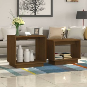 Stackable coffee tables 2 units solid brown pine wood by vidaXL, Coffee table - Ref: Foro24-813528, Price: 66,99 €, Discount: %