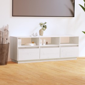 Mueble de TV de madera maciza de pino blanco 140x37x50 cm de vidaXL, Muebles TV - Ref: Foro24-813431, Precio: 143,99 €, Descu...