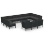 Set de muebles de jardín 14 pzas cojines ratán sintético negro de vidaXL, Conjuntos de jardín - Ref: Foro24-3094629, Precio: ...