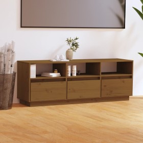 Mueble de TV madera maciza de pino marrón miel 140x37x50 cm de vidaXL, Muebles TV - Ref: Foro24-813433, Precio: 136,69 €, Des...