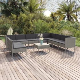 11-teiliges Gartenmöbel-Set und graue synthetische Rattankissen von vidaXL, Gartensets - Ref: Foro24-3094474, Preis: 756,99 €...