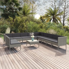 12-teiliges Gartenmöbel-Set und graue synthetische Rattankissen von vidaXL, Gartensets - Ref: Foro24-3094478, Preis: 900,99 €...