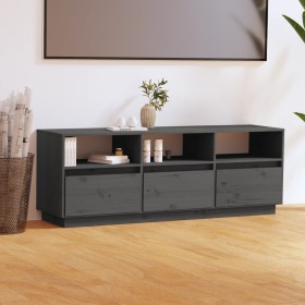 Gray pine solid wood TV cabinet 140x37x50 cm by vidaXL, TV Furniture - Ref: Foro24-813432, Price: 115,99 €, Discount: %