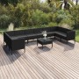 Set de muebles de jardín 11 pzas cojines ratán sintético negro de vidaXL, Conjuntos de jardín - Ref: Foro24-3094633, Precio: ...