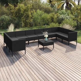 Gartenmöbel-Set 11 Stück synthetische Rattan-Kissen schwarz von vidaXL, Gartensets - Ref: Foro24-3094633, Preis: 766,73 €, Ra...