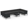 Set de muebles de jardín 11 pzas cojines ratán sintético negro de vidaXL, Conjuntos de jardín - Ref: Foro24-3094633, Precio: ...