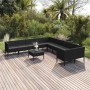 Set de muebles de jardín 11 pzas cojines ratán sintético negro de vidaXL, Conjuntos de jardín - Ref: Foro24-3094497, Precio: ...