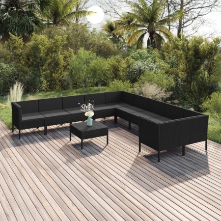 Gartenmöbel-Set 11-teilig, schwarze Kissen aus synthetischem Rattan von vidaXL, Gartensets - Ref: Foro24-3094497, Preis: 724,...