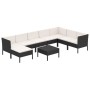 Set muebles de jardín 9 pzas y cojines ratán sintético negro de vidaXL, Conjuntos de jardín - Ref: Foro24-3094424, Precio: 78...