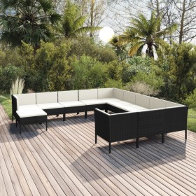 Gartenmöbel-Set, 12-teilig, schwarze Kissen aus synthetischem Rattan von vidaXL, Gartensets - Ref: Foro24-3094524, Preis: 1,0...