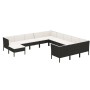 Set de muebles de jardín 12 pzas cojines ratán sintético negro de vidaXL, Conjuntos de jardín - Ref: Foro24-3094524, Precio: ...