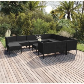 Gartenmöbel-Set 12-teilig und schwarze synthetische Rattankissen von vidaXL, Gartensets - Ref: Foro24-3094513, Preis: 905,99 ...