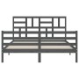 Gray solid wood bed frame with headboard 160x200 cm by vidaXL, Beds and slatted bases - Ref: Foro24-3194908, Price: 158,99 €,...