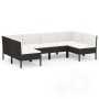 Set de muebles de jardín 6 pzas y cojines ratán sintético negro de vidaXL, Conjuntos de jardín - Ref: Foro24-3094588, Precio:...