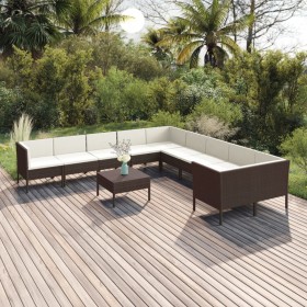 Garden furniture set 11 pieces and brown synthetic rattan cushions by vidaXL, Garden sets - Ref: Foro24-3094495, Price: 834,4...