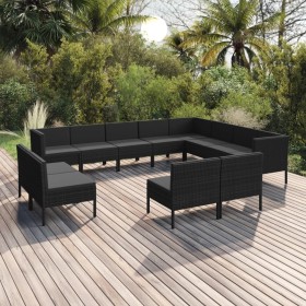 Gartenmöbel-Set 12 Stück synthetische Rattan-Kissen schwarz von vidaXL, Gartensets - Ref: Foro24-3094485, Preis: 851,99 €, Ra...