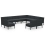 Set de muebles de jardín 12 pzas cojines ratán sintético negro de vidaXL, Conjuntos de jardín - Ref: Foro24-3094485, Precio: ...