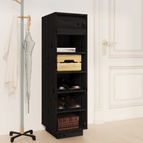 Mueble zapatero de madera maciza de pino negro 30x34x105 cm de vidaXL, Zapateros y organizadores de calzado - Ref: Foro24-813...