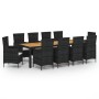 Set comedor de jardín 11 piezas y cojines ratán sintético negro de vidaXL, Conjuntos de jardín - Ref: Foro24-3094840, Precio:...