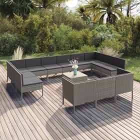 14-teiliges Gartenmöbel-Set und graue synthetische Rattankissen von vidaXL, Gartensets - Ref: Foro24-3094630, Preis: 1,00 €, ...