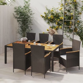 Juego de comedor de jardín 7 piezas ratán sintético negro de vidaXL, Conjuntos de jardín - Ref: Foro24-3094913, Precio: 589,9...