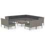 Set de muebles de jardín 12 pzas y cojines ratán sintético gris de vidaXL, Conjuntos de jardín - Ref: Foro24-3094482, Precio:...