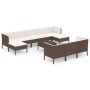 Set muebles de jardín 11 pzas y cojines ratán sintético marrón de vidaXL, Conjuntos de jardín - Ref: Foro24-3094583, Precio: ...