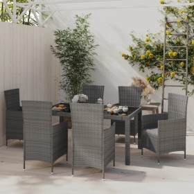 Garten-Essgruppe 7-teilig und graue synthetische Rattankissen von vidaXL, Gartensets - Ref: Foro24-3094882, Preis: 527,85 €, ...