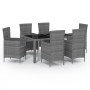 Set de comedor de jardín 7 pzas y cojines ratán sintético gris de vidaXL, Conjuntos de jardín - Ref: Foro24-3094882, Precio: ...