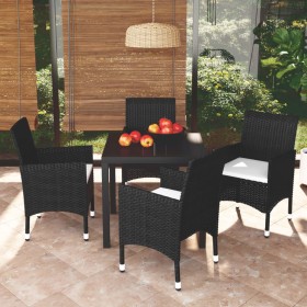 Juego muebles jardín 5 pzas con cojines ratán sintético negro de vidaXL, Conjuntos de jardín - Ref: Foro24-3095010, Precio: 3...