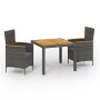 Set comedor de jardín 3 piezas con cojines ratán sintético gris de vidaXL, Conjuntos de jardín - Ref: Foro24-3094917, Precio:...