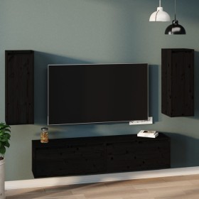 Wall cabinets 2 pcs solid black pine wood 30x30x80 cm by vidaXL, Shelves and shelves - Ref: Foro24-813504, Price: 74,99 €, Di...