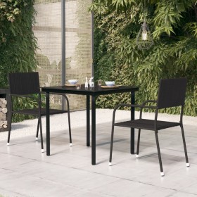 Black steel and glass garden dining table 80x80x74 cm by vidaXL, Garden tables - Ref: Foro24-318746, Price: 80,99 €, Discount: %