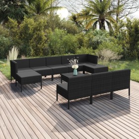 Garden furniture set 11 pieces and black synthetic rattan cushions by vidaXL, Garden sets - Ref: Foro24-3094573, Price: 848,9...