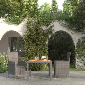 3-teilige Garten-Essgarnitur mit Kissen Kunststoff-Rattan grau von vidaXL, Gartensets - Ref: Foro24-3094887, Preis: 244,99 €,...