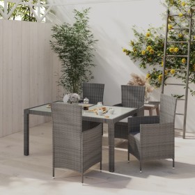 5-piece garden dining set and gray synthetic rattan cushions by vidaXL, Garden sets - Ref: Foro24-3094875, Price: 428,85 €, D...