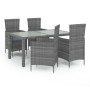 Set de comedor de jardín 5 pzas y cojines ratán sintético gris de vidaXL, Conjuntos de jardín - Ref: Foro24-3094875, Precio: ...