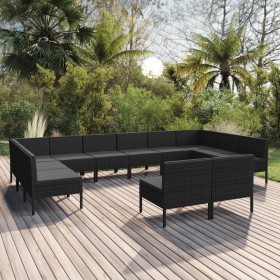 Gartenmöbel-Set 12-teilig und schwarze synthetische Rattankissen von vidaXL, Gartensets - Ref: Foro24-3094613, Preis: 852,99 ...