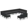 Set muebles de jardín 12 pzas y cojines ratán sintético negro de vidaXL, Conjuntos de jardín - Ref: Foro24-3094613, Precio: 8...