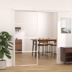 Puerta corredera ESG vidrio y aluminio blanca 90x205 cm de vidaXL, Puertas para el hogar - Ref: Foro24-151660, Precio: 150,06...